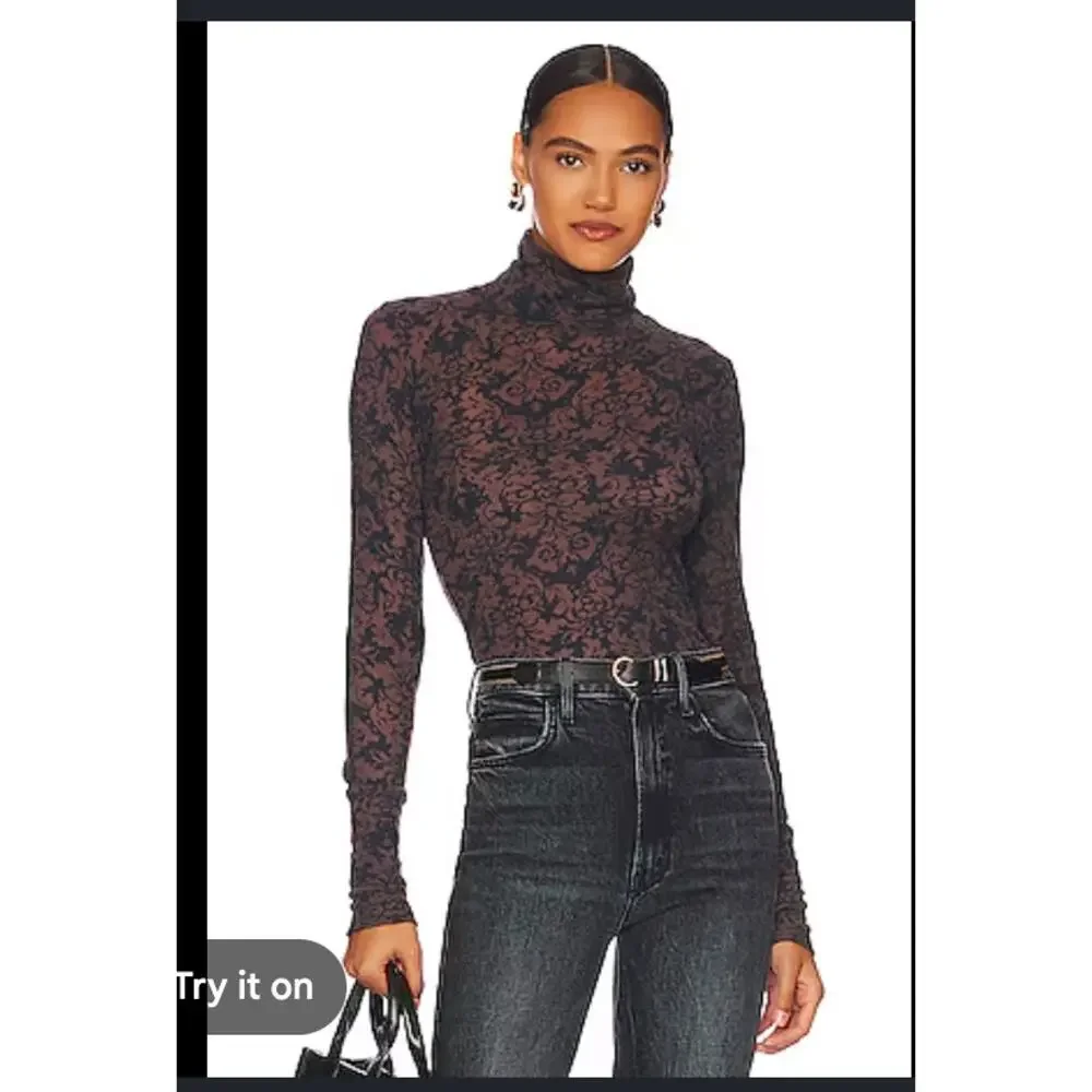 Free People You and I Floral Sheer Long Sleeve Top